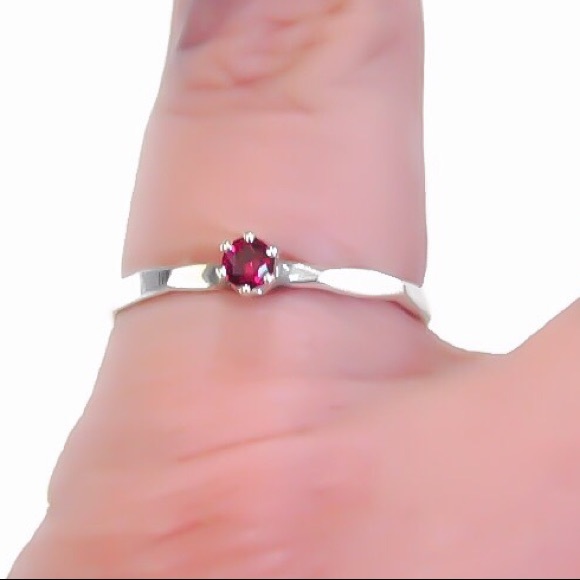 (2-15) 925 Sterling Silver Genuine 3mm Pink Ruby Gemstone Faceted Solitaire Ring - Picture 5 of 9